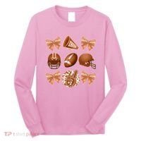 Cute Football Cheer Fan Lover Ribbon Bow Coquette Style Long Sleeve Shirt thumb 0