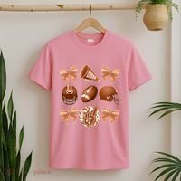 Cute Football Cheer Fan Lover Ribbon Bow Coquette Style T-Shirt thumb 2