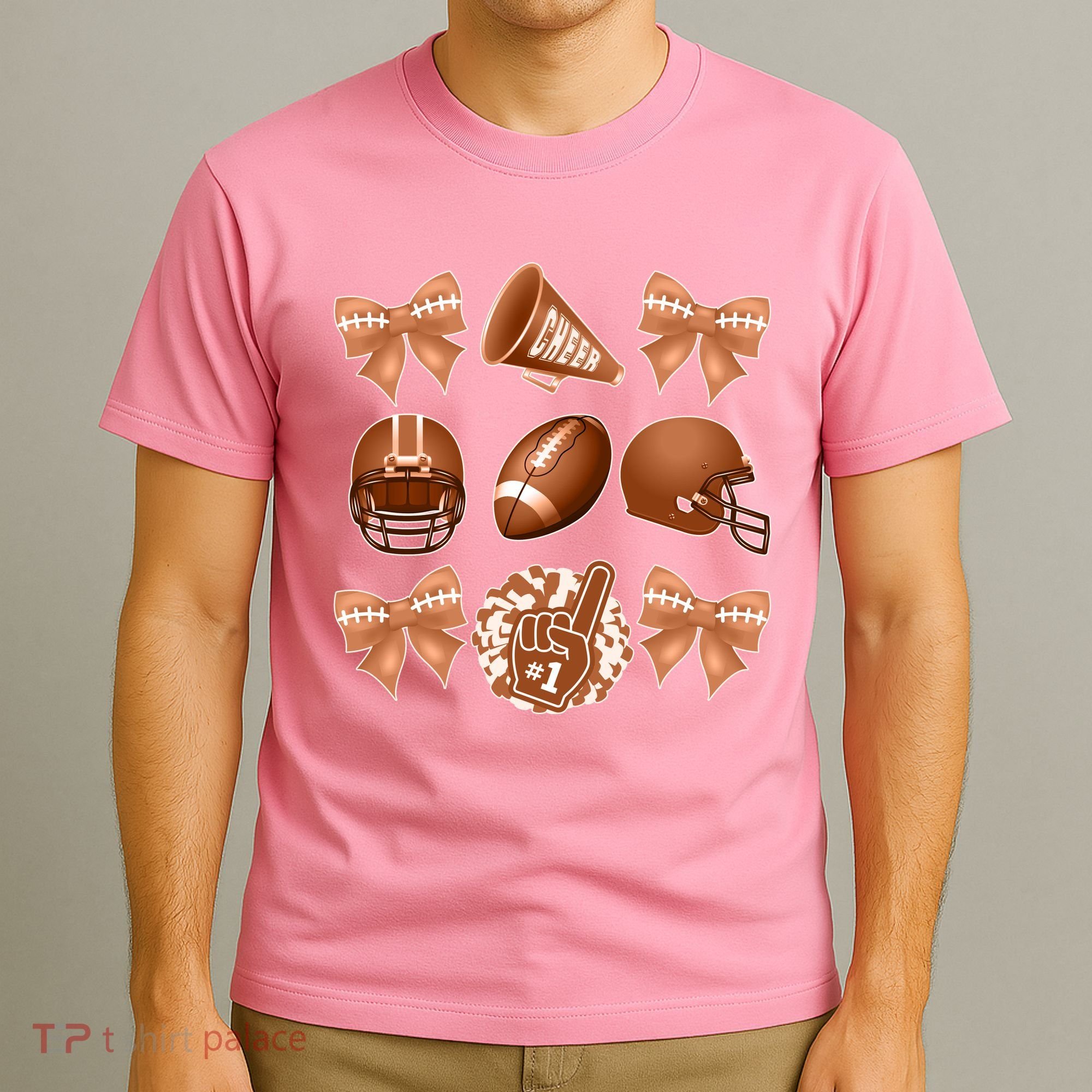 Cute Football Cheer Fan Lover Ribbon Bow Coquette Style T-Shirt