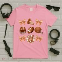 Cute Football Cheer Fan Lover Ribbon Bow Coquette Style T-Shirt thumb 5