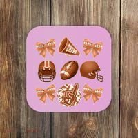 Cute Football Cheer Fan Lover Ribbon Bow Coquette Style Coaster thumb 0