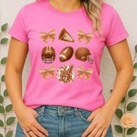 Cute Football Cheer Fan Lover Ribbon Bow Coquette Style Women's T-Shirt thumb 2