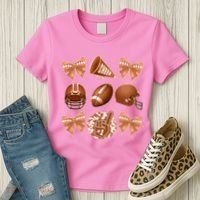 Cute Football Cheer Fan Lover Ribbon Bow Coquette Style Women's T-Shirt thumb 3
