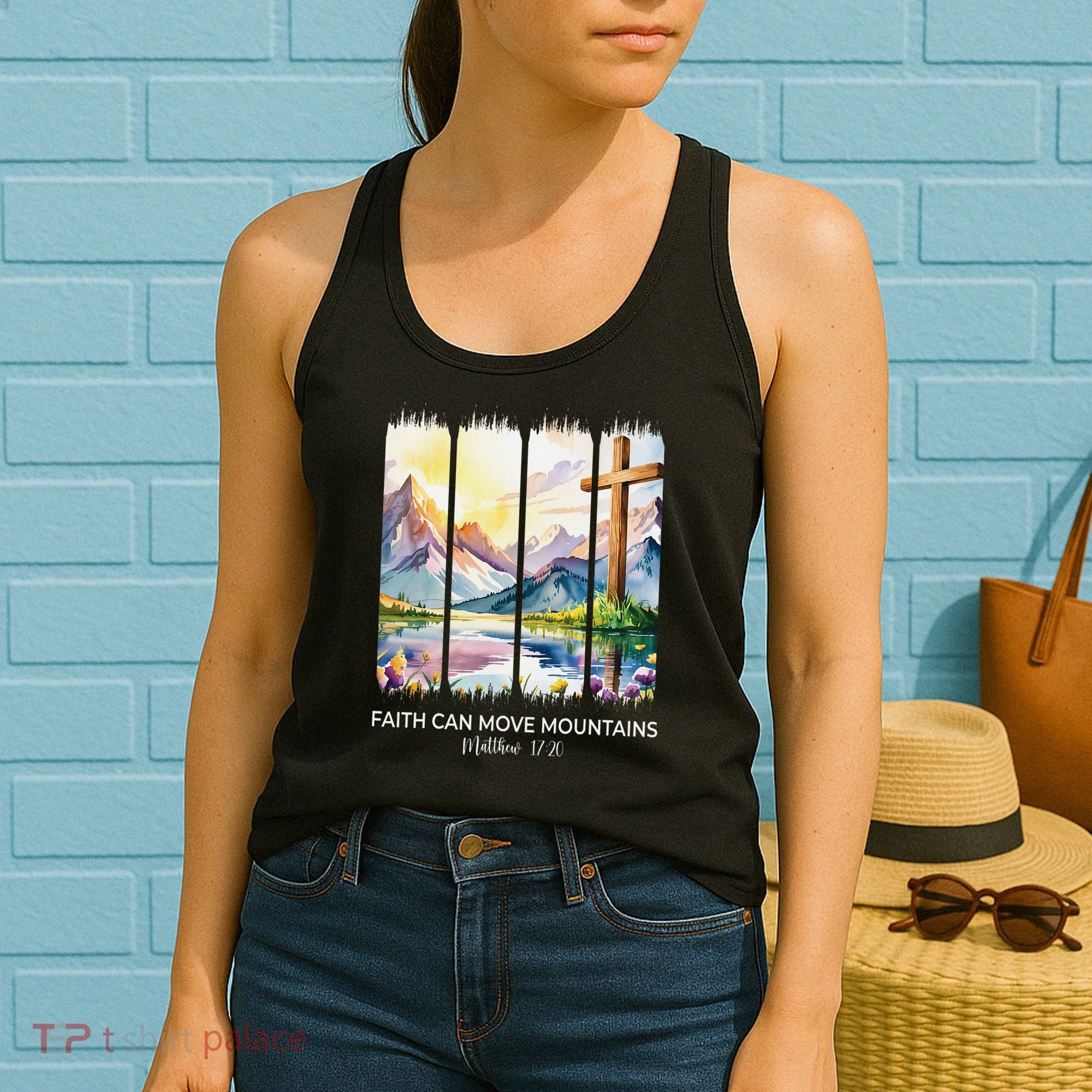 Cute Faith Can Move Mountains Christian Women Teen Mom Women's Tank Top