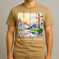 Cute Faith Can Move Mountains Christian Women Teen Mom T-Shirt thumb 3