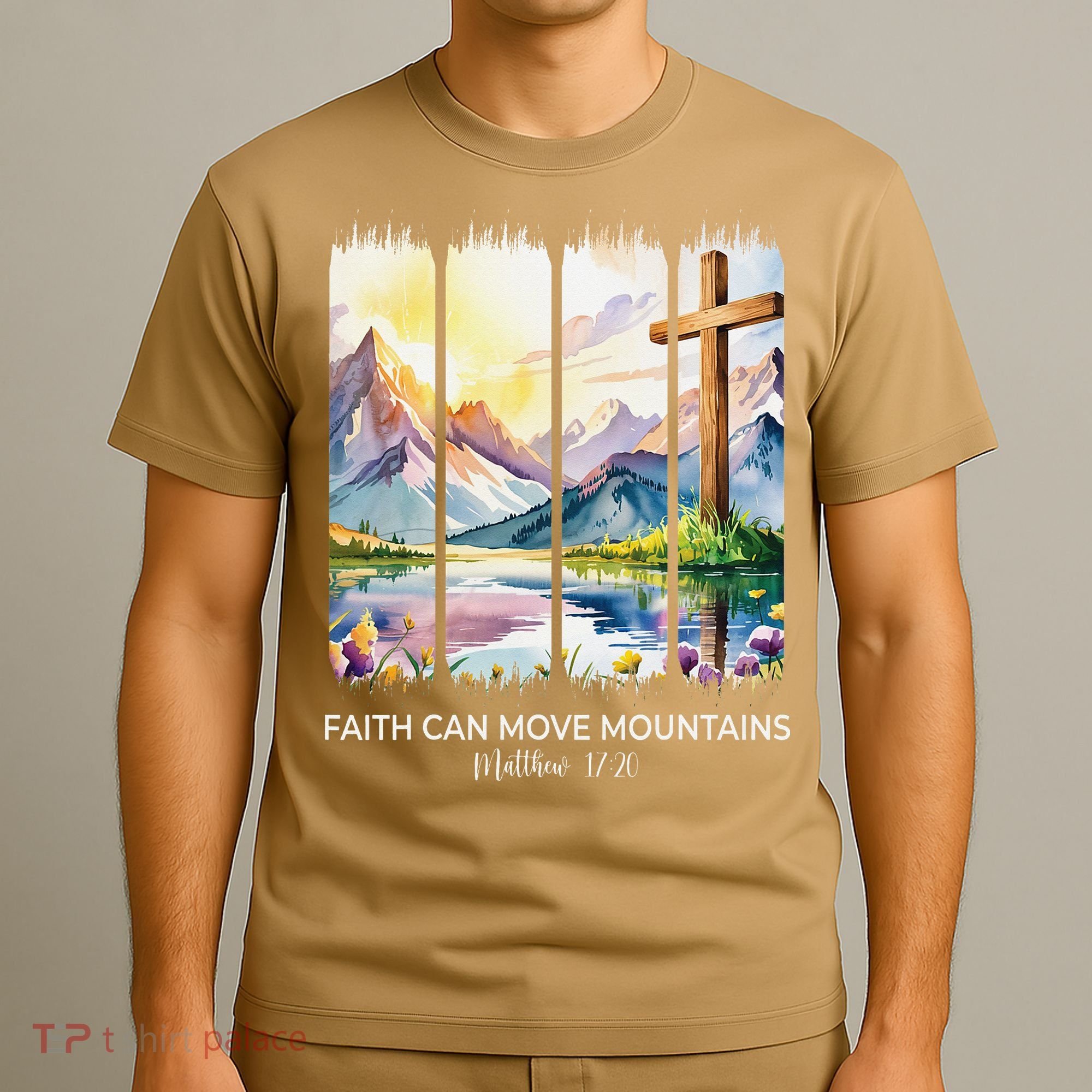 Cute Faith Can Move Mountains Christian Women Teen Mom T-Shirt