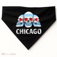 Chicago for Chicago Flag Artwork with Skulls USA-Made Doggie Bandana thumb 0