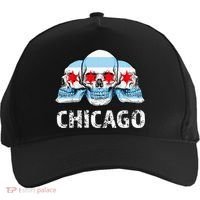 Chicago for Chicago Flag Artwork with Skulls Five-Panel Snapback Cap thumb 0