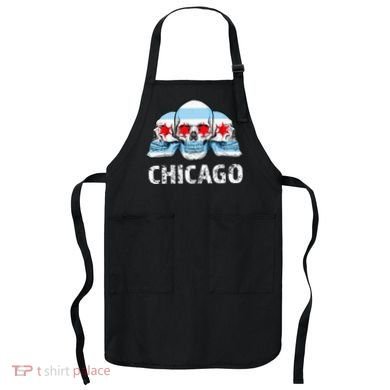Chicago for Chicago Flag Artwork with Skulls Apron