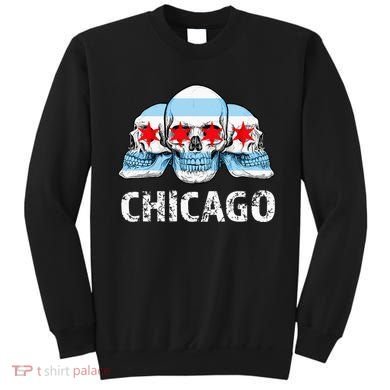 Chicago for Chicago Flag Artwork with Skulls Sweatshirt