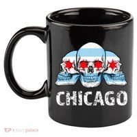 Chicago for Chicago Flag Artwork with Skulls 11oz C Handle Ceramic Mug thumb 2