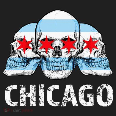Chicago for Chicago Flag Artwork with Skulls 11oz C Handle Ceramic Mug