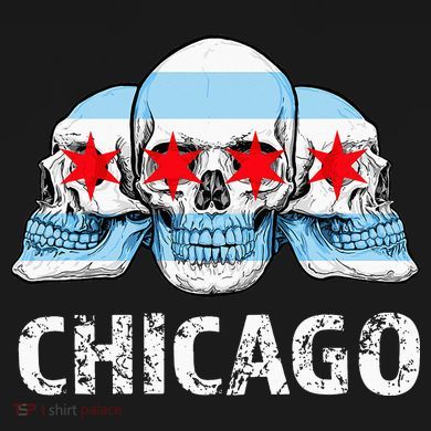 Chicago for Chicago Flag Artwork with Skulls Magnet
