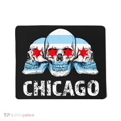 Chicago for Chicago Flag Artwork with Skulls Mousepad