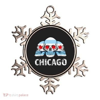 Chicago for Chicago Flag Artwork with Skulls Ornament
