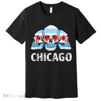 Chicago for Chicago Flag Artwork with Skulls Premium T-Shirt thumb 0