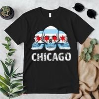 Chicago for Chicago Flag Artwork with Skulls Premium T-Shirt thumb 2