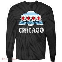 Chicago for Chicago Flag Artwork with Skulls Tie-Dye Long Sleeve Shirt thumb 0