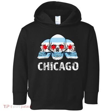 Chicago for Chicago Flag Artwork with Skulls Toddler Hoodie