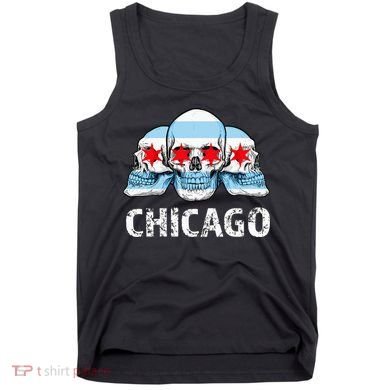 Chicago for Chicago Flag Artwork with Skulls Tank Top
