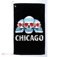 Chicago for Chicago Flag Artwork with Skulls Golf Towel thumb 0