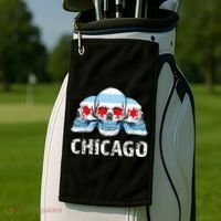 Chicago for Chicago Flag Artwork with Skulls Golf Towel thumb 2