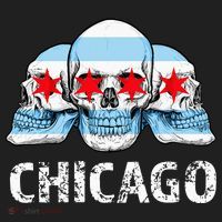 Chicago for Chicago Flag Artwork with Skulls Golf Towel thumb 3