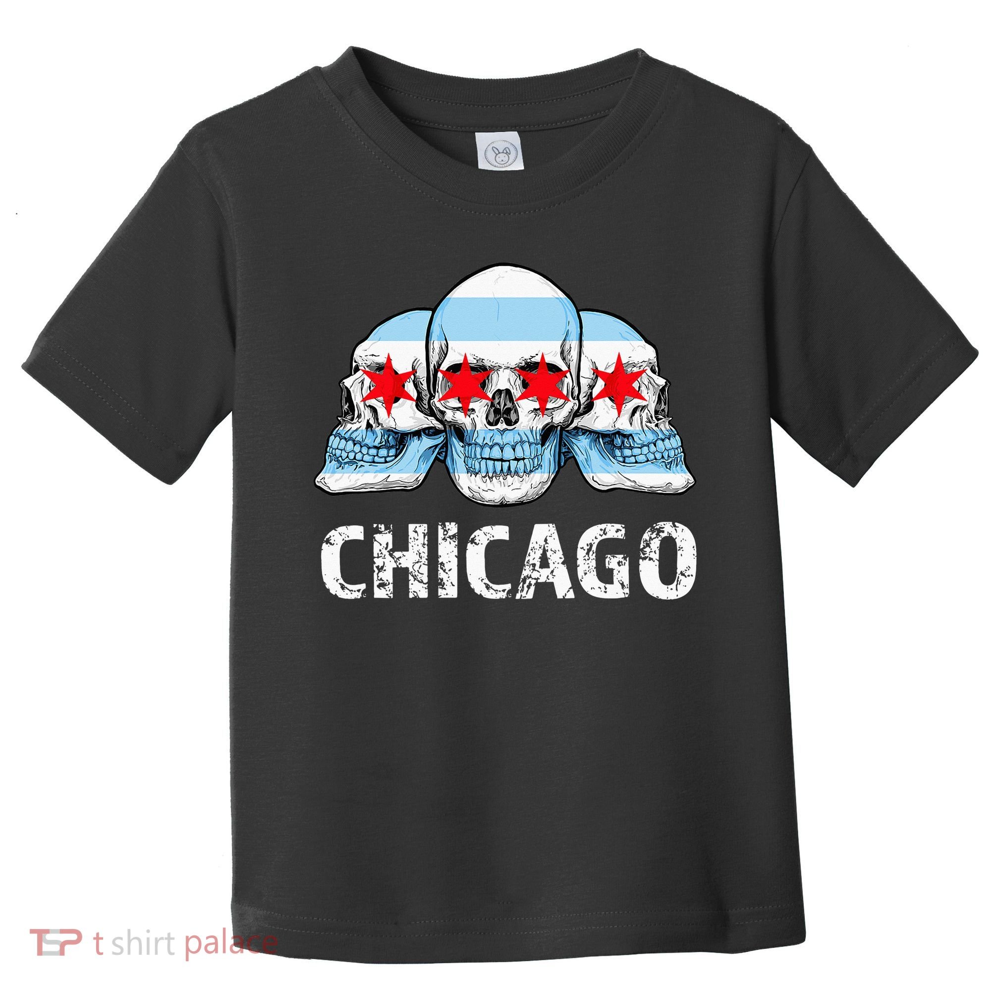 Chicago for Chicago Flag Artwork with Skulls Toddler T-Shirt