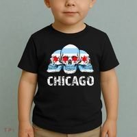 Chicago for Chicago Flag Artwork with Skulls Toddler T-Shirt thumb 2