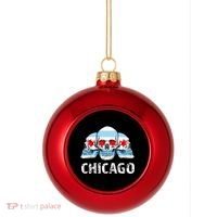 Chicago for Chicago Flag Artwork with Skulls Plastic Christmas Ball Ornament thumb 0