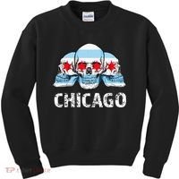 Chicago for Chicago Flag Artwork with Skulls Kids Sweatshirt thumb 0