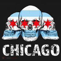 Chicago for Chicago Flag Artwork with Skulls Full Zip Hoodie thumb 2