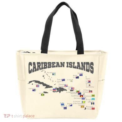 Caribbean Flags Caribbean Map Caribbean Islands Vacation Tote Bag