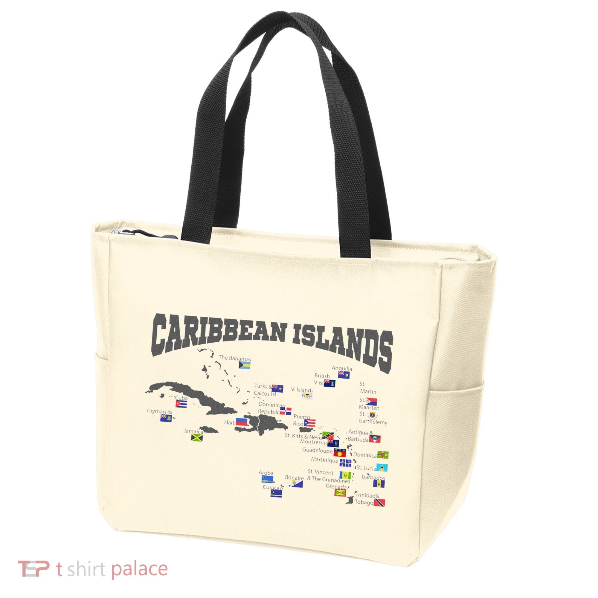 Caribbean Flags Caribbean Map Caribbean Islands Vacation Tote Bag