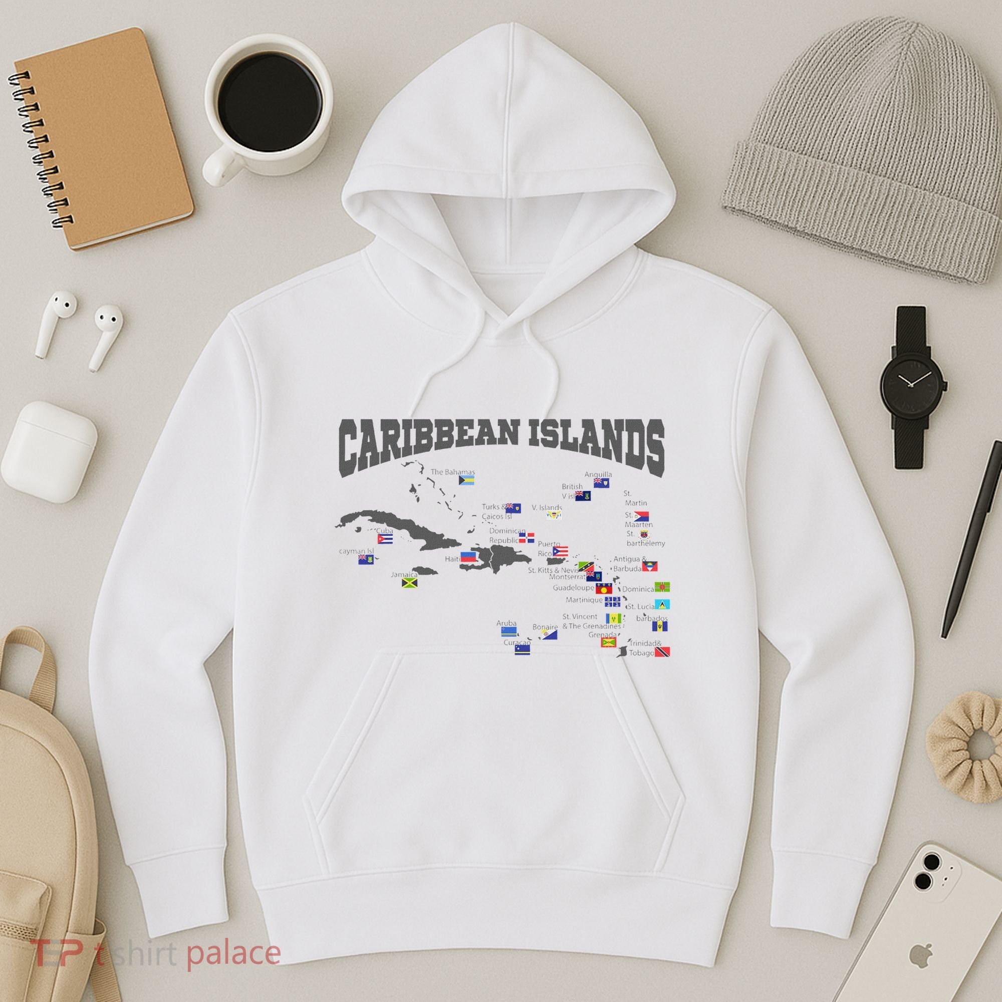 Caribbean Flags Caribbean Map Caribbean Islands Vacation Hoodie