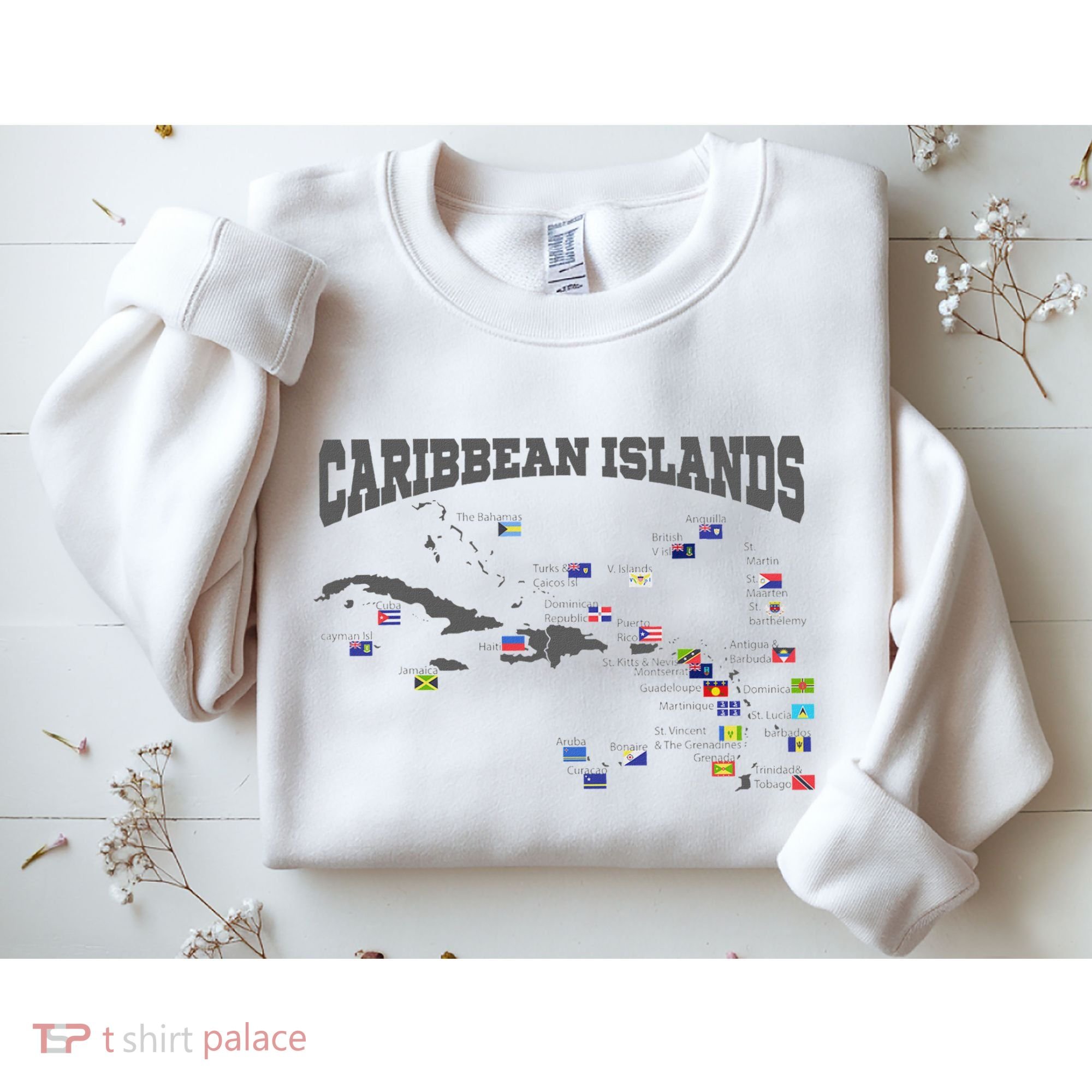 Caribbean Flags Caribbean Map Caribbean Islands Vacation Sweatshirt