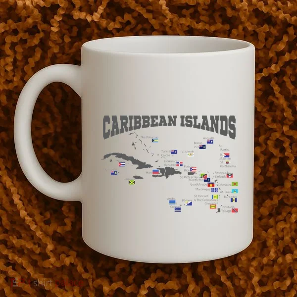 Caribbean Flags Caribbean Map Caribbean Islands Vacation Coffee Mug
