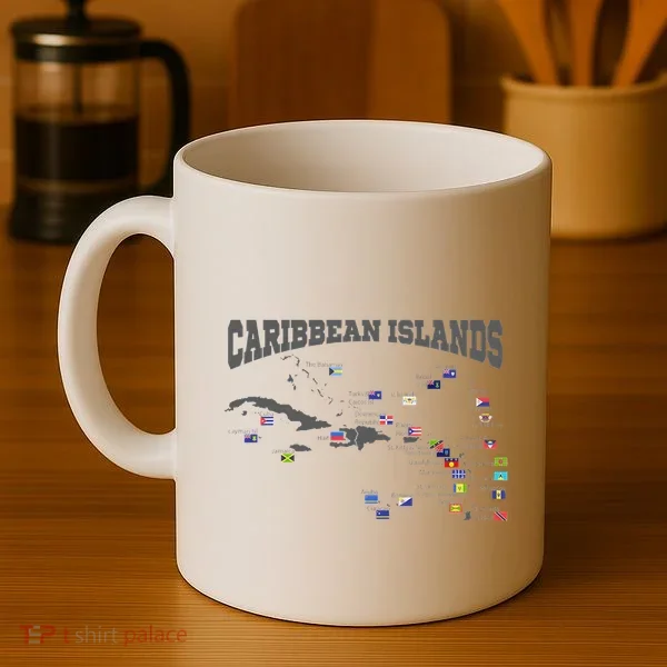 Caribbean Flags Caribbean Map Caribbean Islands Vacation Coffee Mug