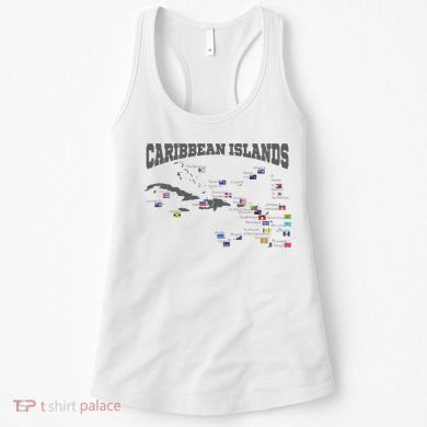 Caribbean Flags Caribbean Map Caribbean Islands Vacation Women's Tank Top