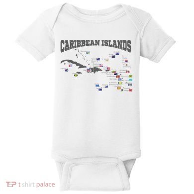 Caribbean Flags Caribbean Map Caribbean Islands Vacation Baby Bodysuit