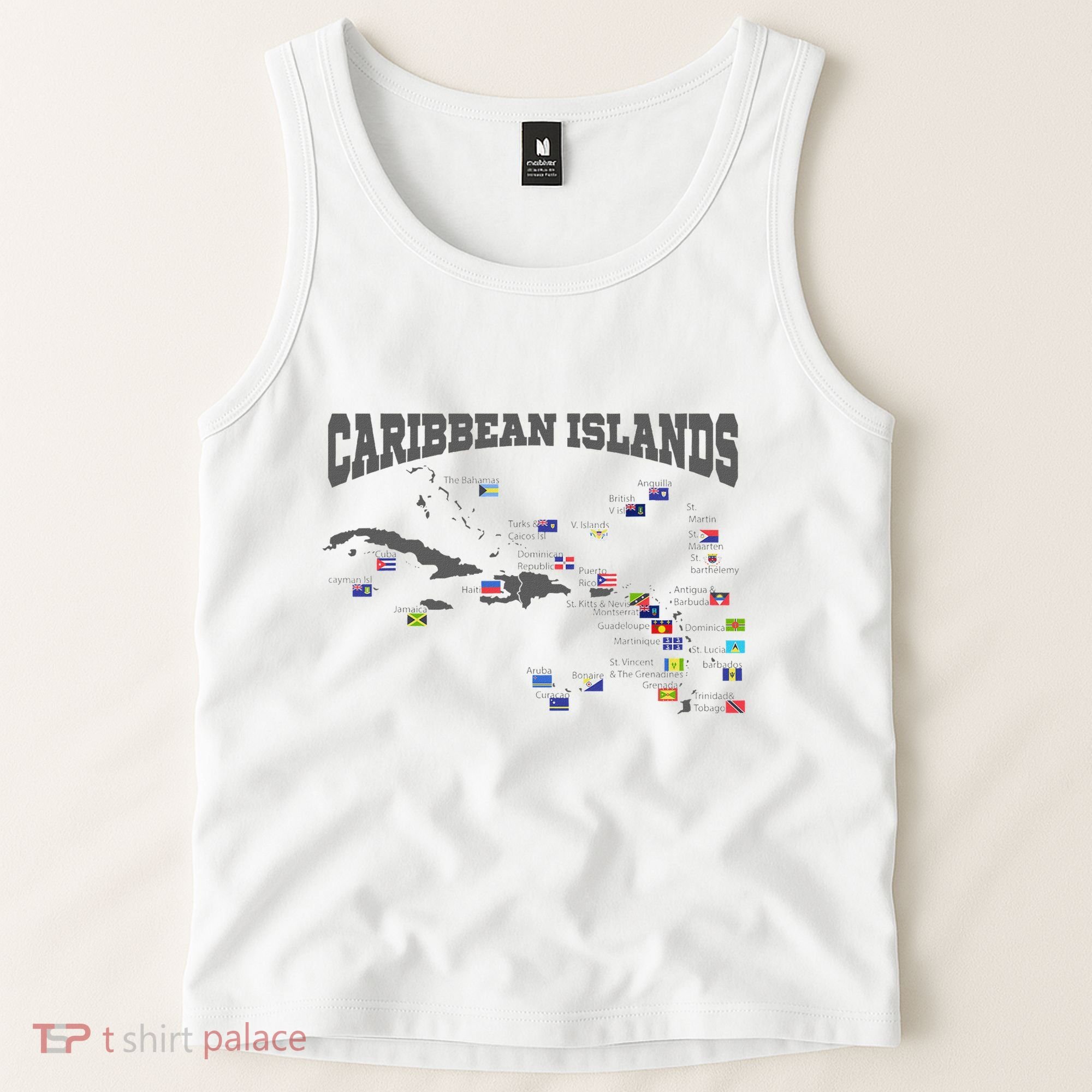 Caribbean Flags Caribbean Map Caribbean Islands Vacation Tank Top