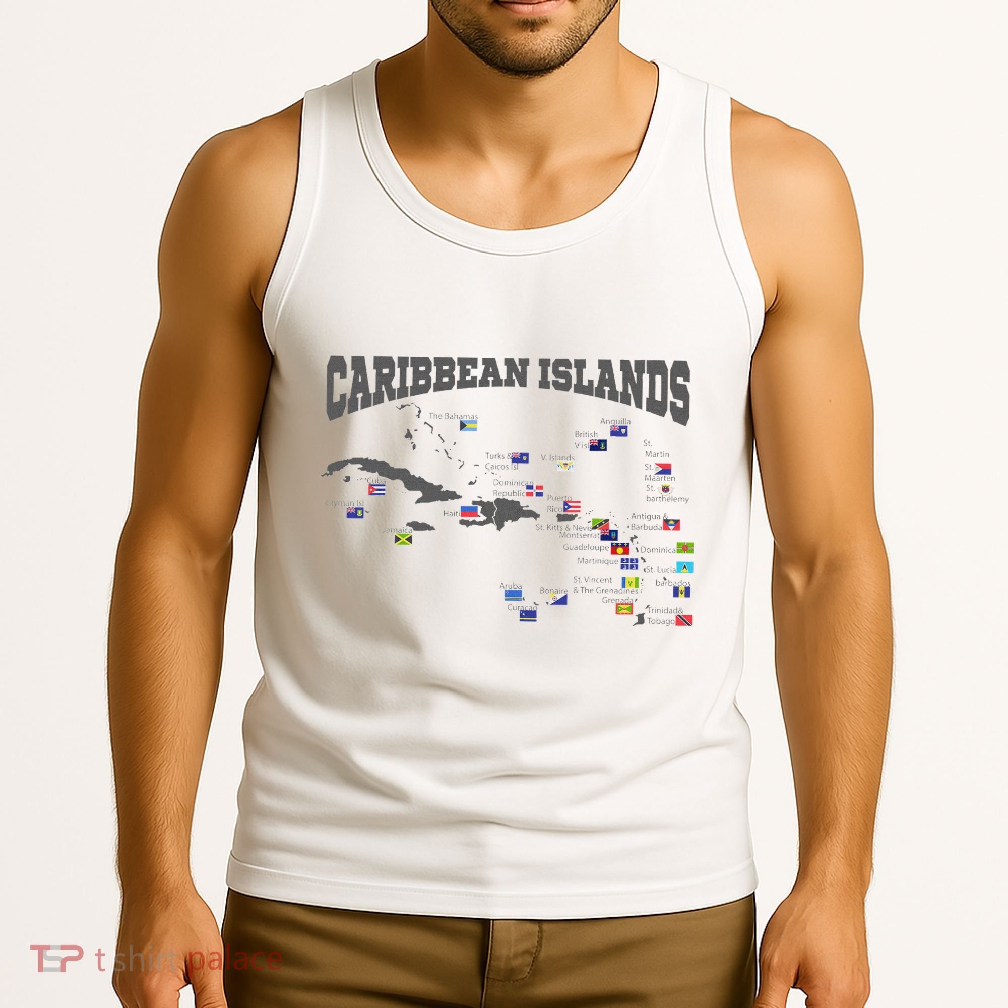 Caribbean Flags Caribbean Map Caribbean Islands Vacation Tank Top