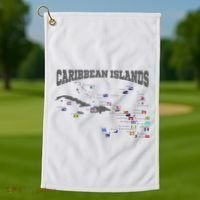 Caribbean Flags Caribbean Map Caribbean Islands Vacation Golf Towel thumb 1