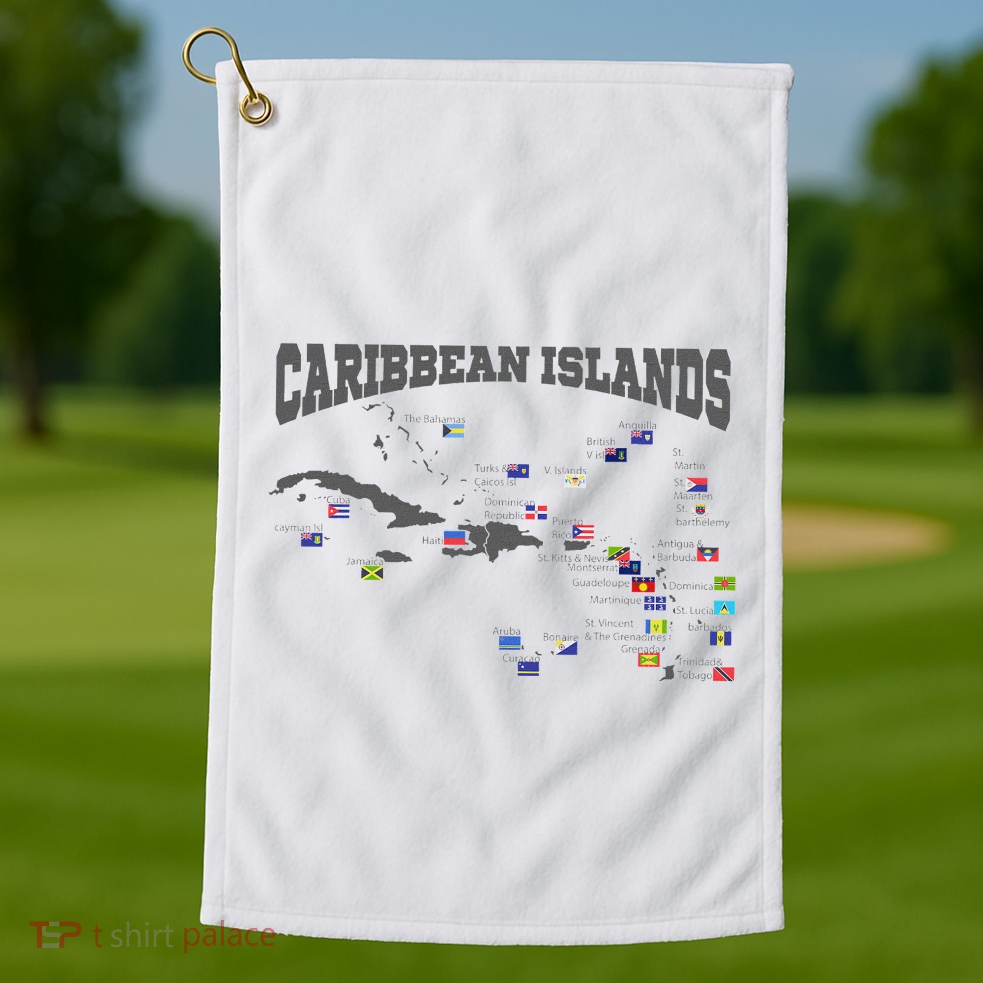 Caribbean Flags Caribbean Map Caribbean Islands Vacation Golf Towel