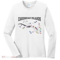 Caribbean Flags Caribbean Map Caribbean Islands Vacation Women's Long Sleeve Shirt thumb 0