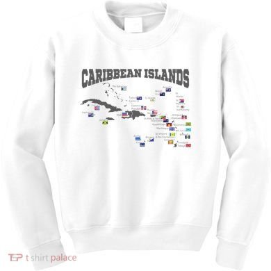 Caribbean Flags Caribbean Map Caribbean Islands Vacation Kids Sweatshirt