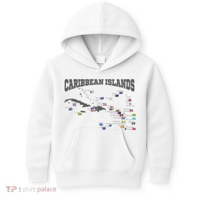 Caribbean Flags Caribbean Map Caribbean Islands Vacation Kids Hoodie
