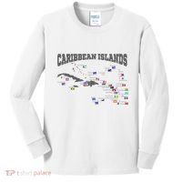 Caribbean Flags Caribbean Map Caribbean Islands Vacation Kids Long Sleeve Shirt thumb 0