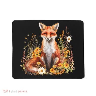 Cute Fox Cottage Core Aesthetic Flowers Graphic  Mousepad