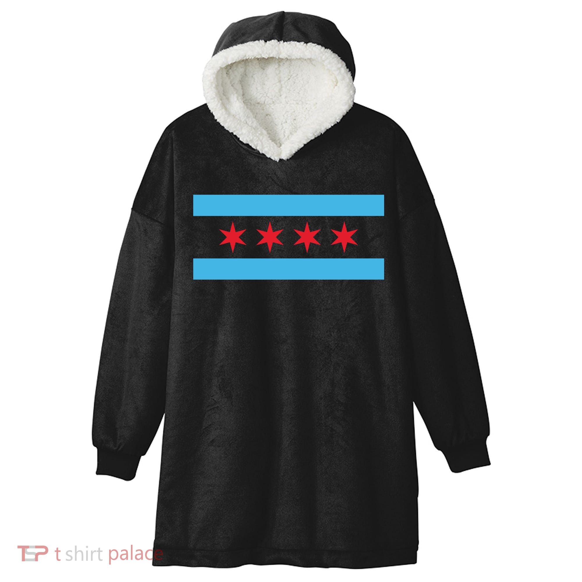 Chicago Flag Hooded Wearable Blanket